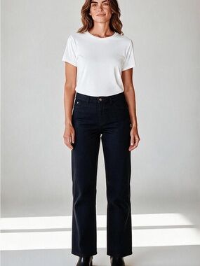 OLSEN (14) Mona Fit Straight Leg Casual Pant Black Stretch Soft Office NWOT